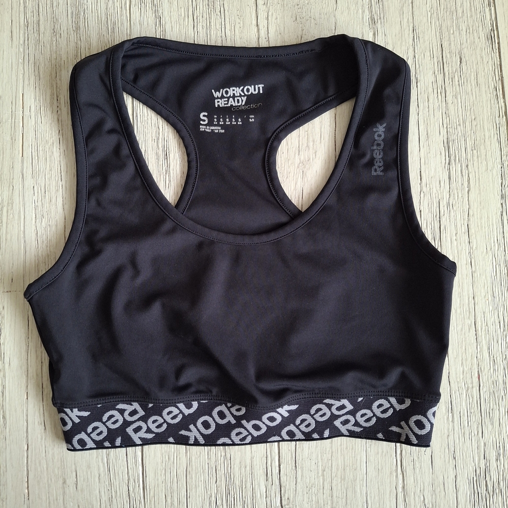 💋Reebok Women's Black Sports Bra with Logo Band💋